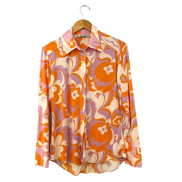 Zara Tops - Zara Women's Size XL Retro 60's 70's Shirt Abstract Groovy Trippy Multicolor
